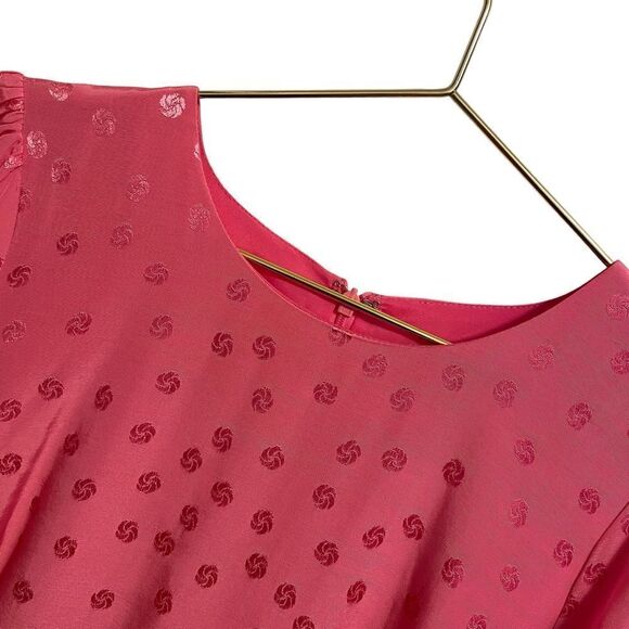 J. Crew Shift Dress in Jacquard Floral Dot Pink Long Sleeve Button Cuffs Size 6 - Picture 3 of 8